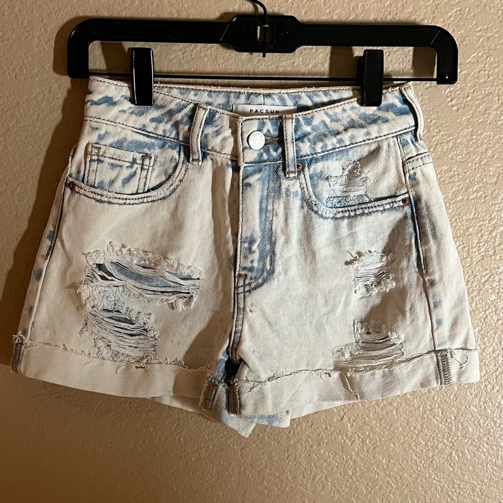 Pacsun White and Blue Denim Shorts